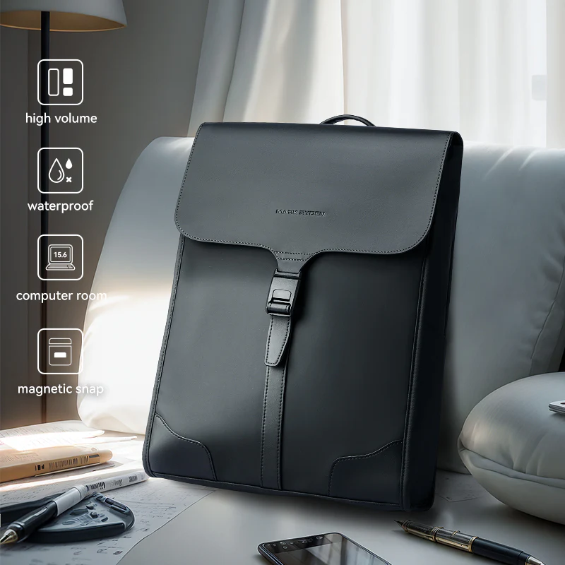 MUKE I: School Style Classic Business Work Black Oxford Backpack - Image 12