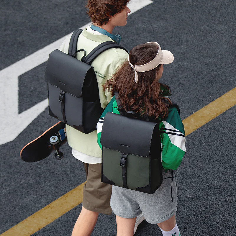 MUKE I: School Style Classic Business Work Black Oxford Backpack - Image 3