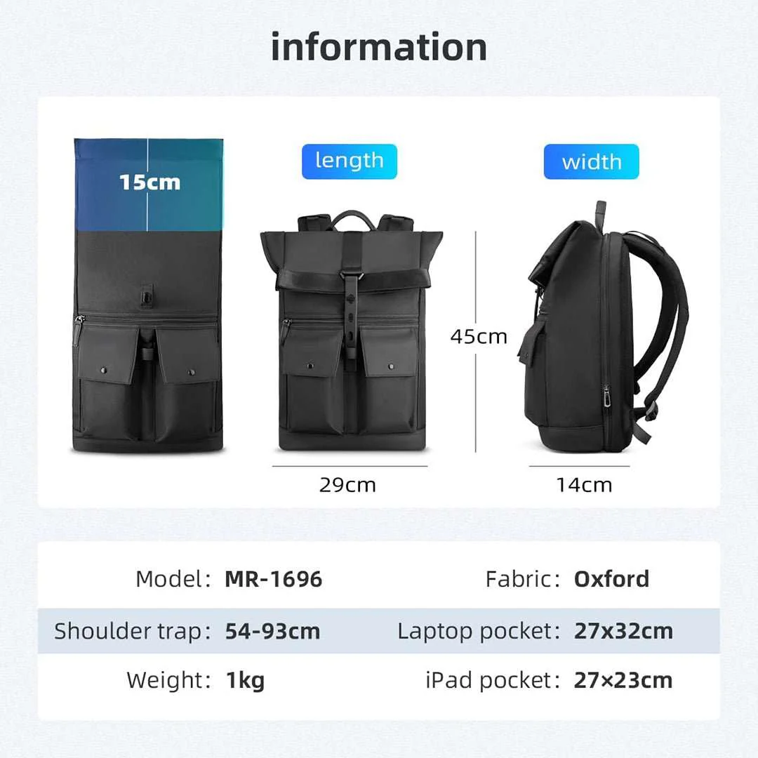 Zoll Rolltop: Stylish Daily All-Day Commute Backpack - Image 9